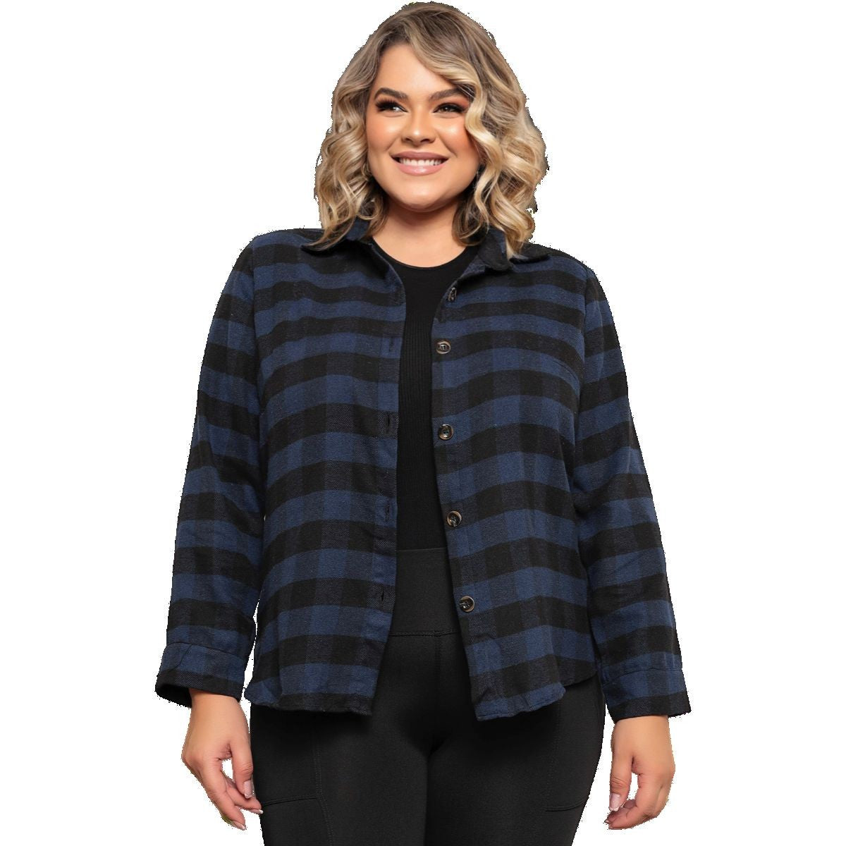 Camisa Xadrez Plus Size Feminina – Flanelada, Manga Longa, Ideal para Moda Cas
