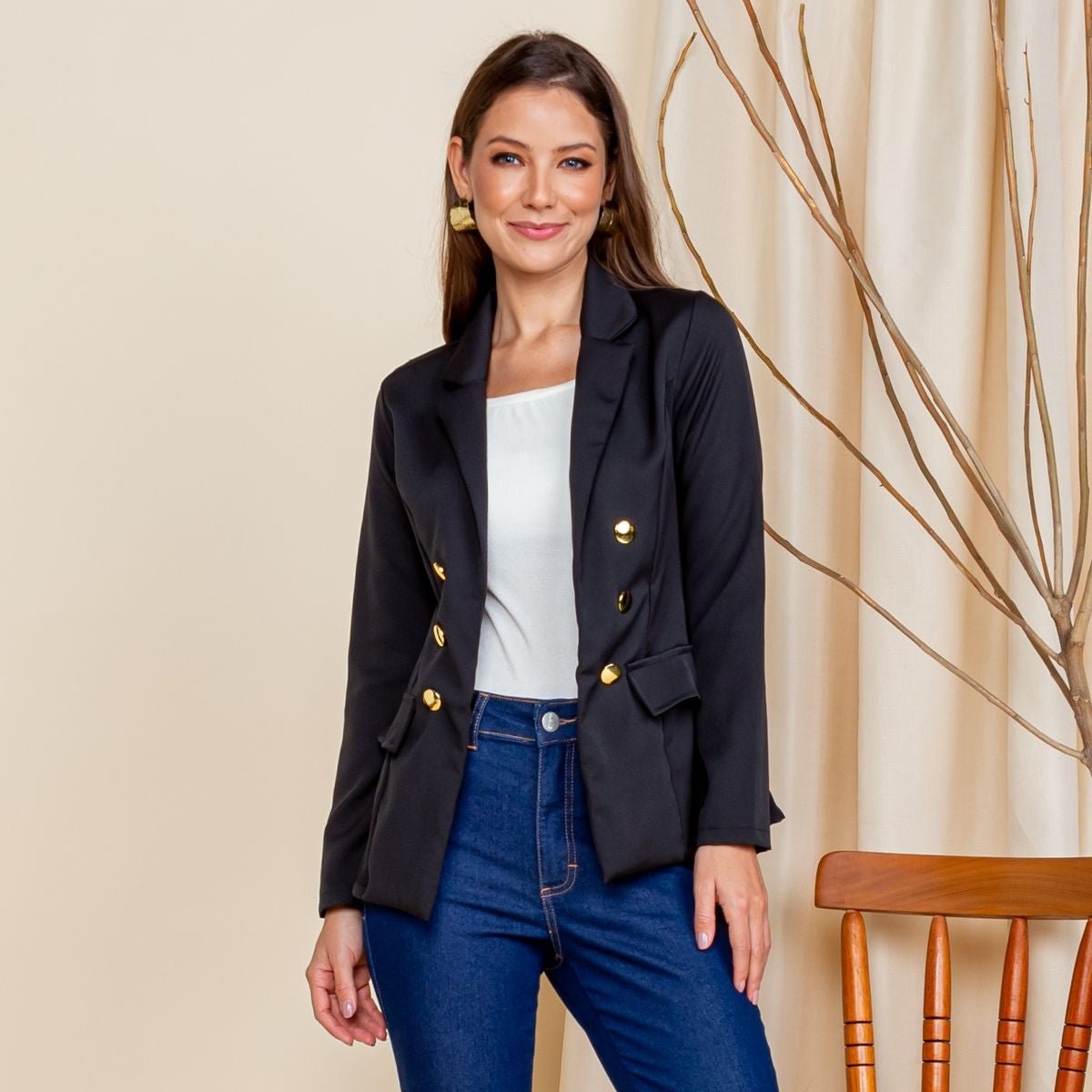 Blazer Feminino Longo Alfaiataria Maxi – Acinturado com Botões | M ao GG - Momobr
