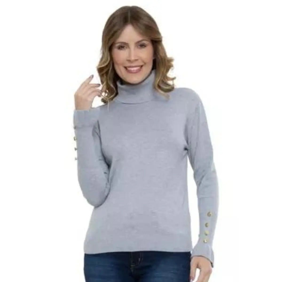 Blusa Tricot Manga Longa Cacharrel Botões Elegante Blogueira - Momobr