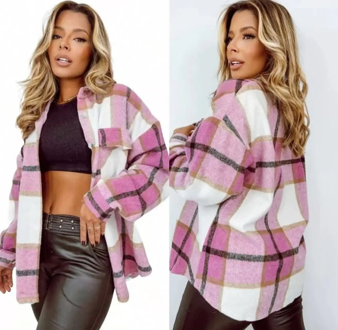 Jaqueta Camisa Xadrez Feminina Oversized em Flanela – Moda Outono/Inverno, Estilo Urbano e Confortável - Momobr