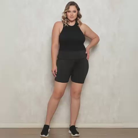 Shorts Legging Plus Size Feminino Cintura Alta – Curto, Liso, Empina Bumbum