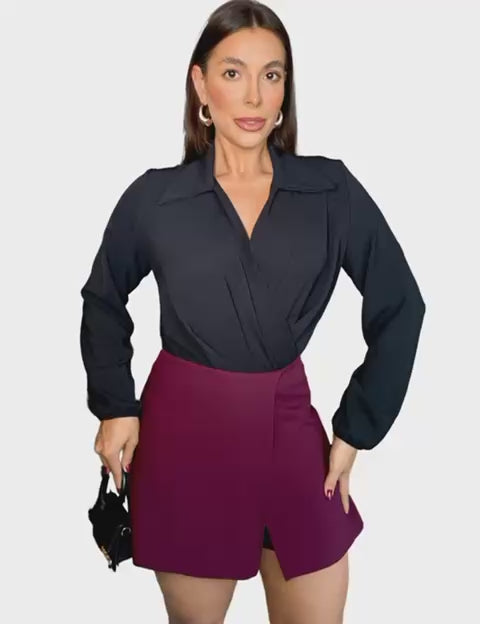 Body Feminino Gola V Manga Princesa – Elegância Casual para Todas as Ocasiões