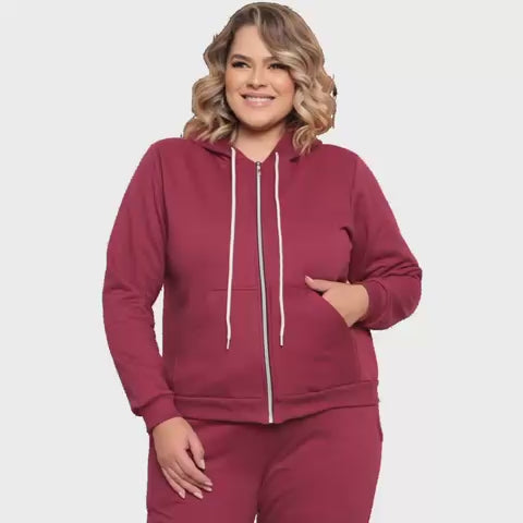 Moletom Grosso Plus Size com Capuz, Zíper e Bolsos | Tamanhos M ao G3